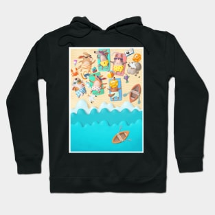 Cute dog friends chilling on the beach. Hoodie